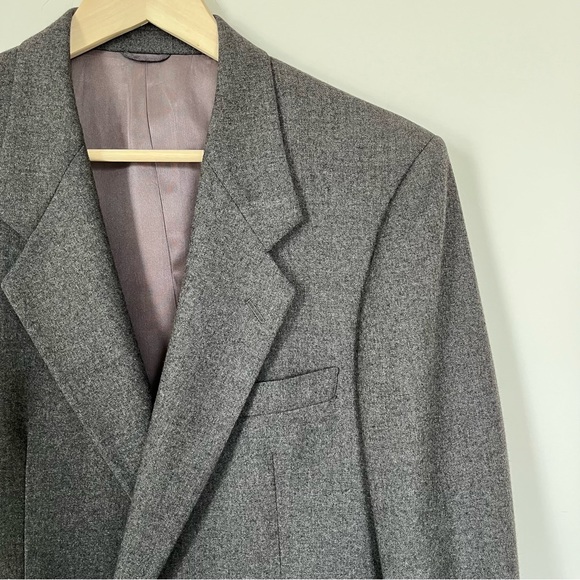 100% Wool Union Made Blazer Vintage Suit Jacket Grey Preppy Oversized Blazer - Picture 10 of 16